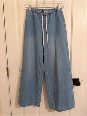 Divided Pale Blue Wide-Leg Drawstring Jeans
